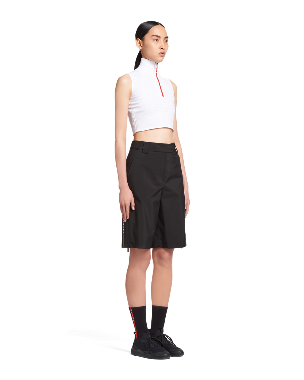 Prada Oversized Technical Fabric Bermudas Svarte | 598-ZTWFSJ