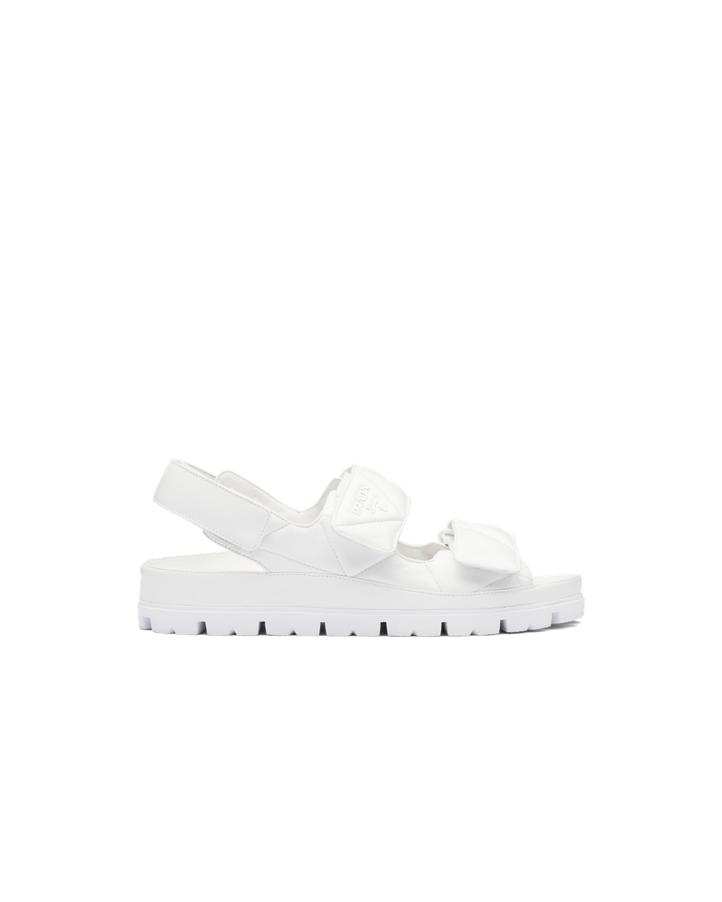 Prada Padded Nappa Lær Sandals Hvite | 093-DPGWCE