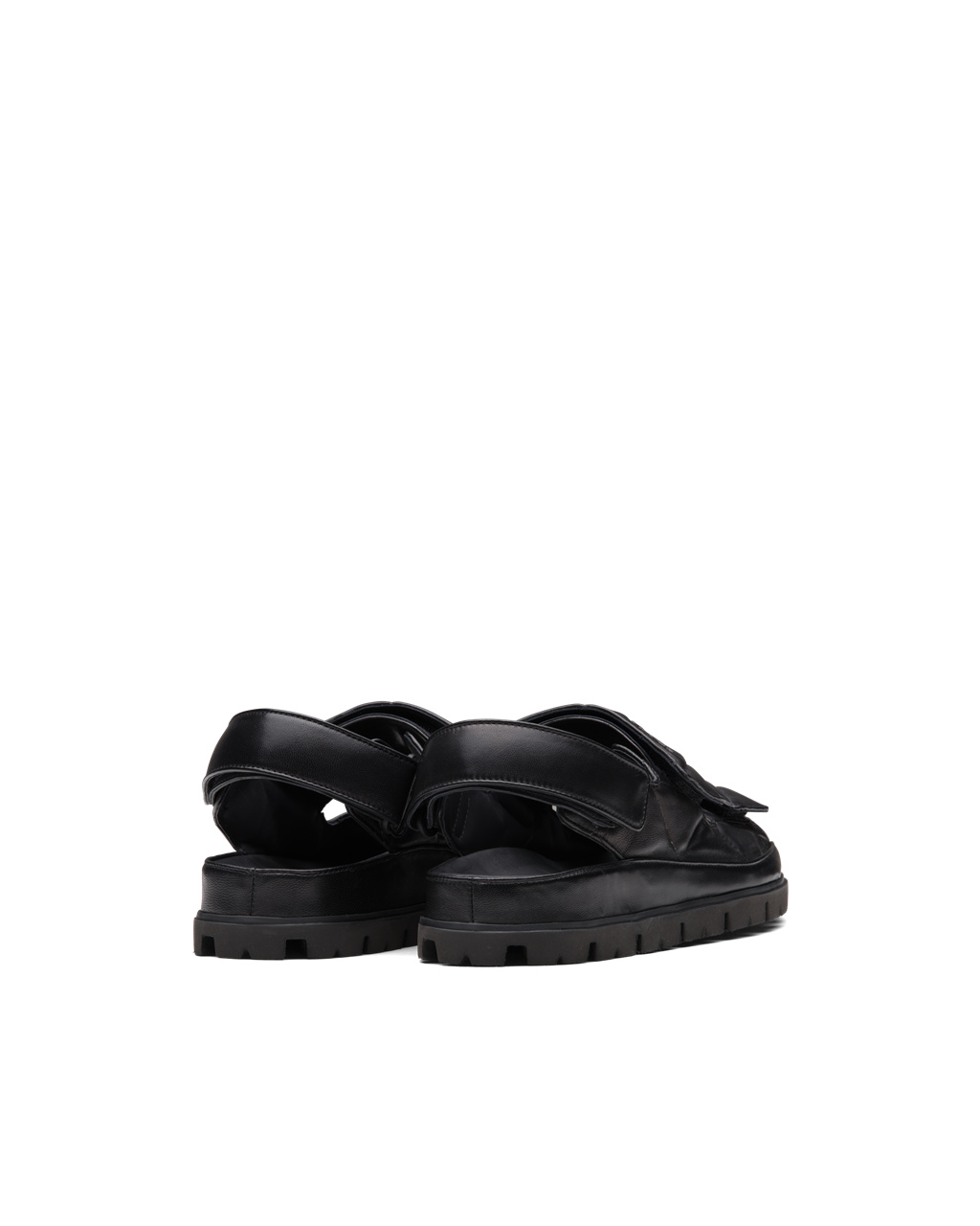 Prada Padded Nappa Lær Sandals Svarte | 435-OJZCXY