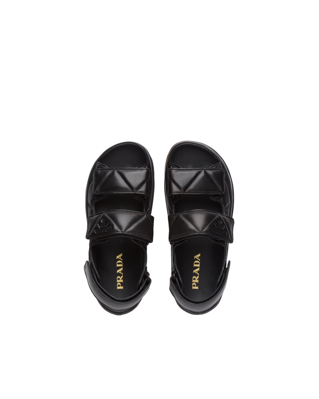 Prada Padded Nappa Lær Sandals Svarte | 435-OJZCXY