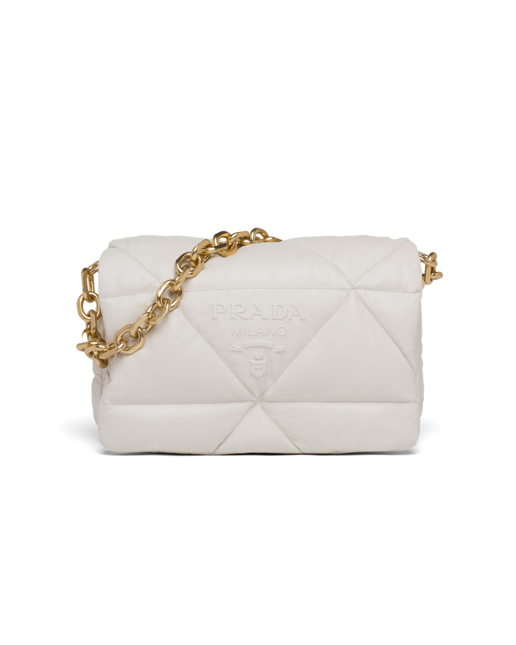 Prada Padded Nappa Lær Shoulder Bag Hvite | PCJEOL673