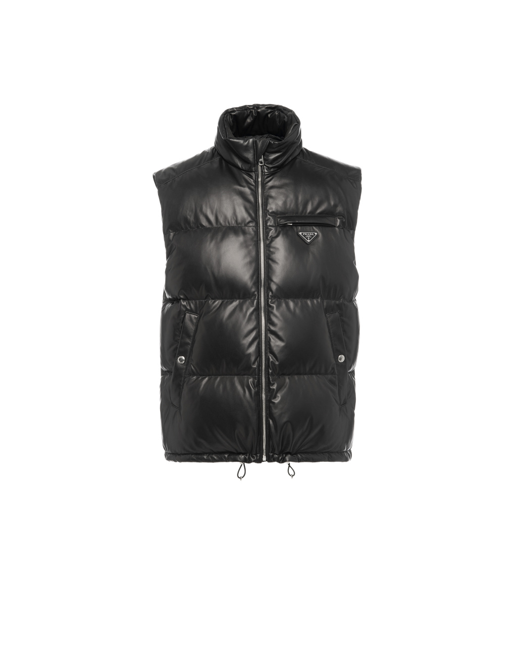 Prada Padded Nappa Lær Vest Svarte | ABSPWQ405