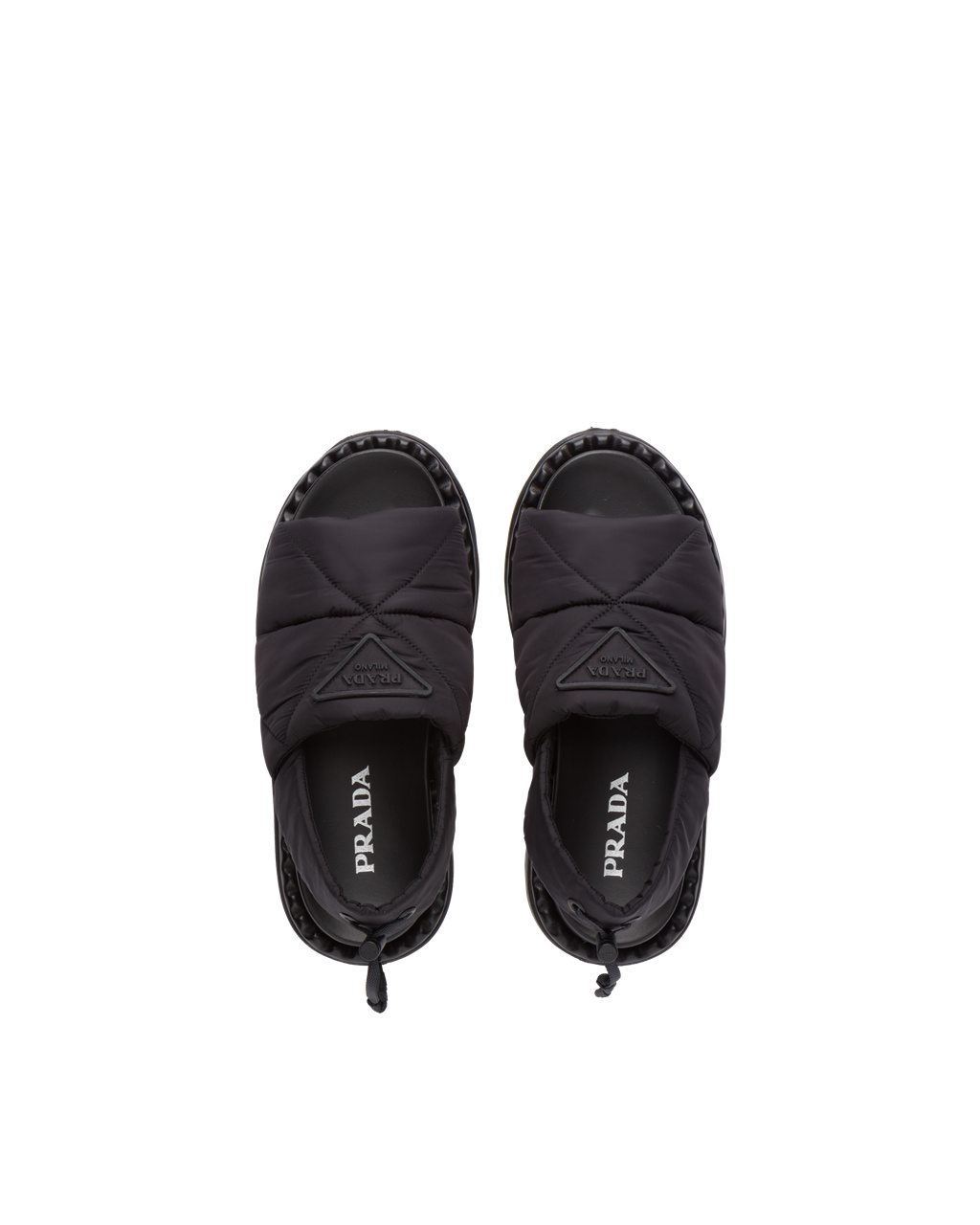 Prada Padded Nylon Sandals Svarte | 285-LWERPB