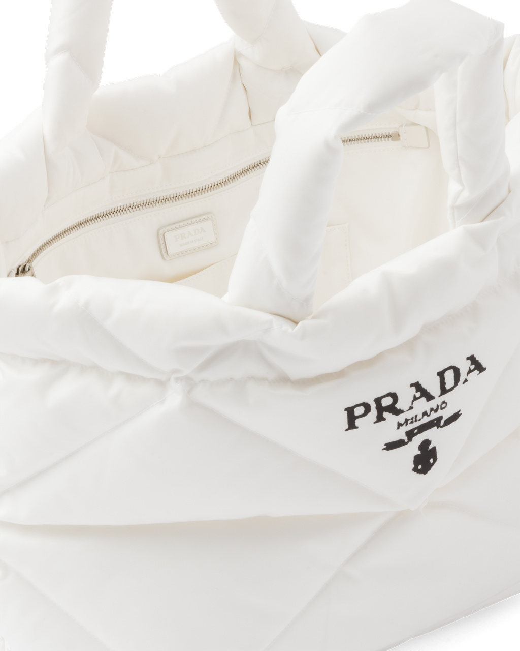 Prada Padded Re-nylon Tote Bag Hvite | QJZNTO946