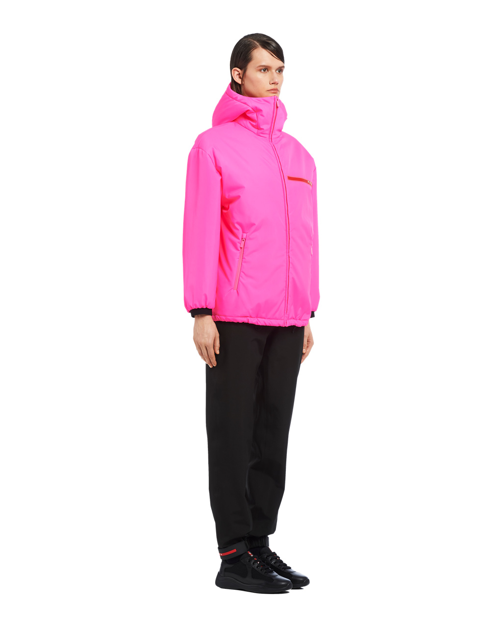 Prada Padded Technical Fabric Hette Jacket Rosa | 463-YBJPXD