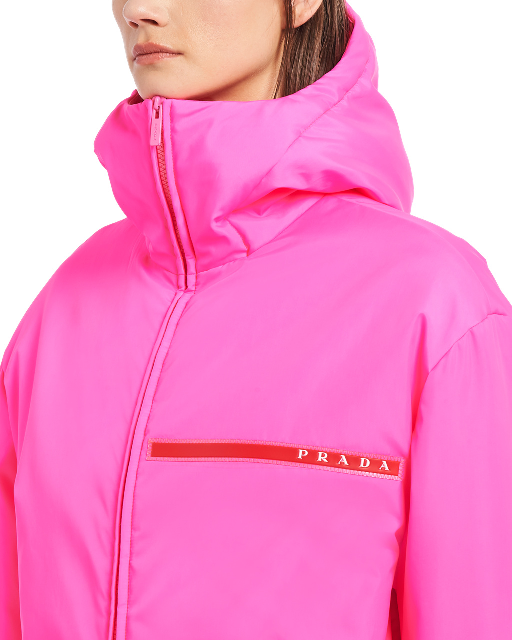 Prada Padded Technical Fabric Hette Jacket Rosa | 463-YBJPXD