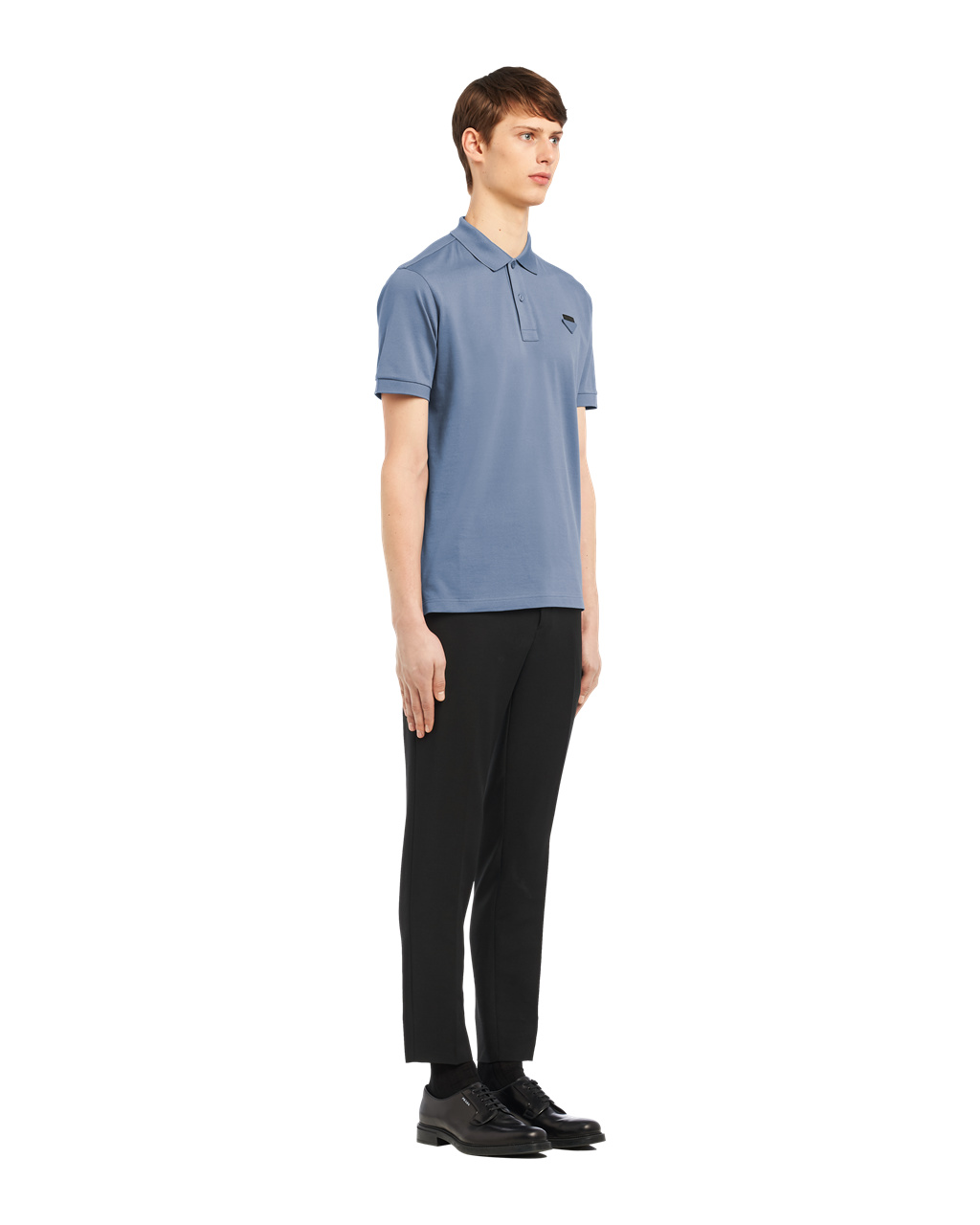 Prada Piqué Polo Shirt Blå | 051-PAQFRC