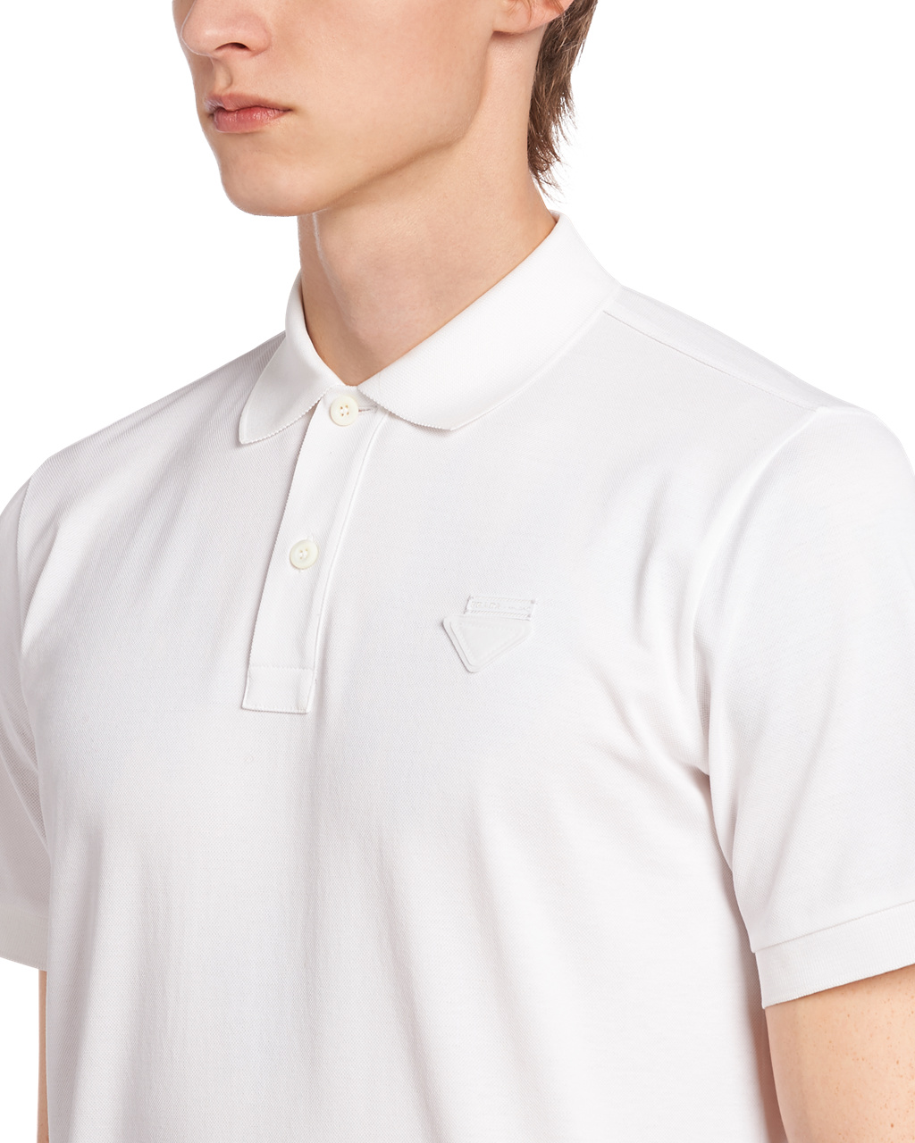 Prada Piqué Polo Shirt Hvite | 581-ZKHOGP