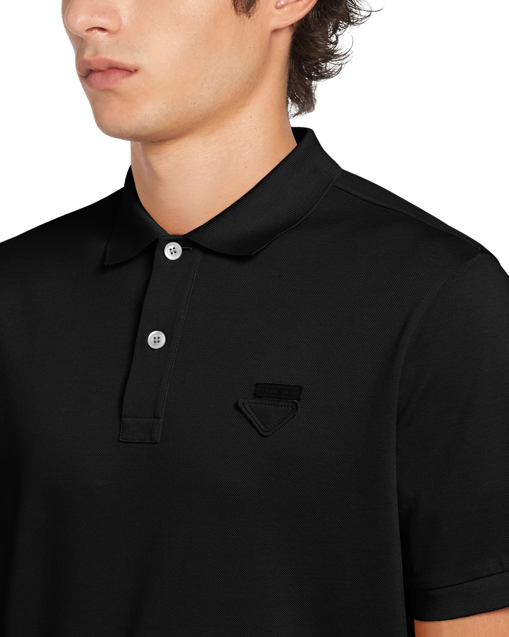 Prada Piqué Polo Shirt Svarte | 418-TWQGON