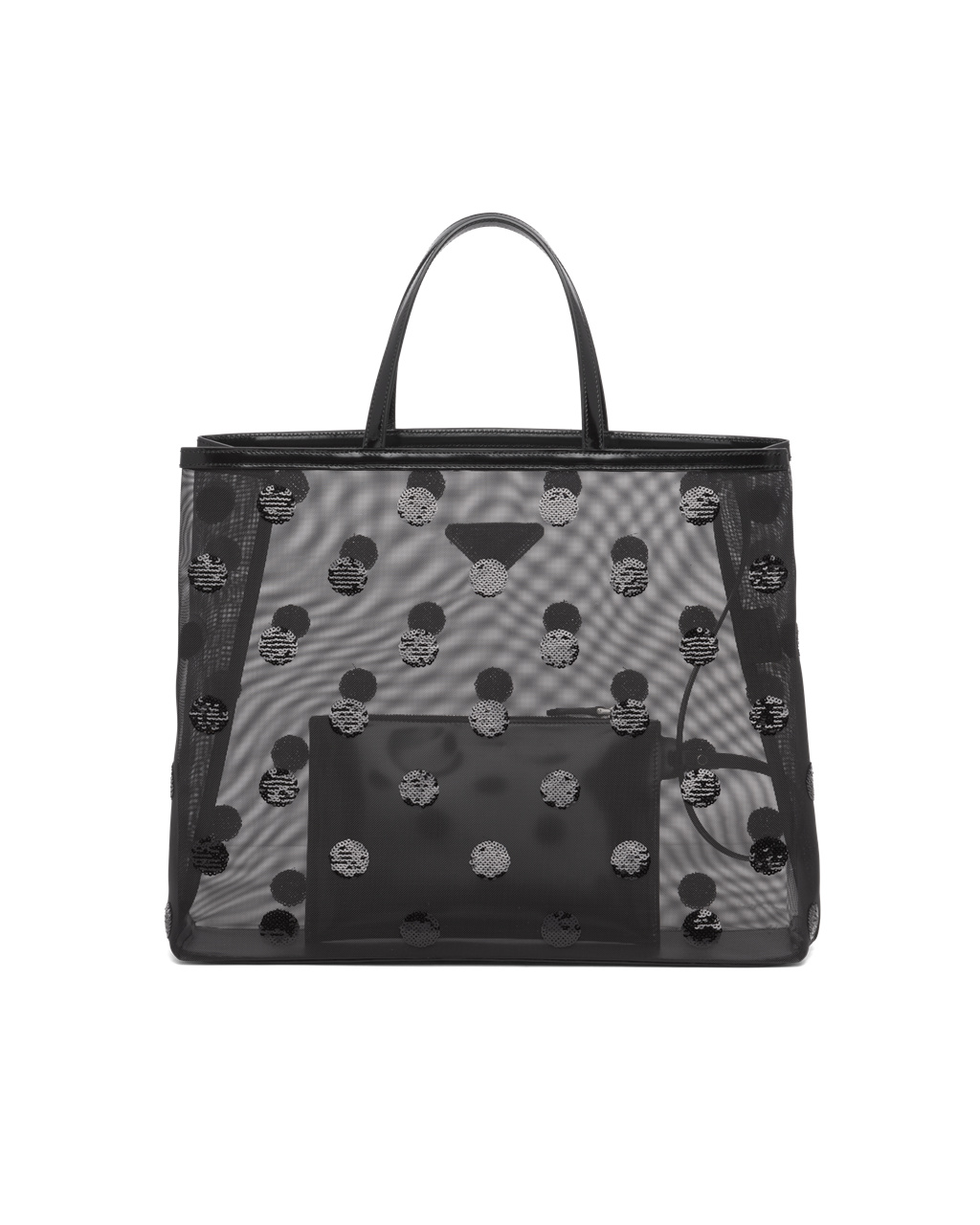 Prada Polka-dot Mesh Tote Bag Svarte | UZMPFW238