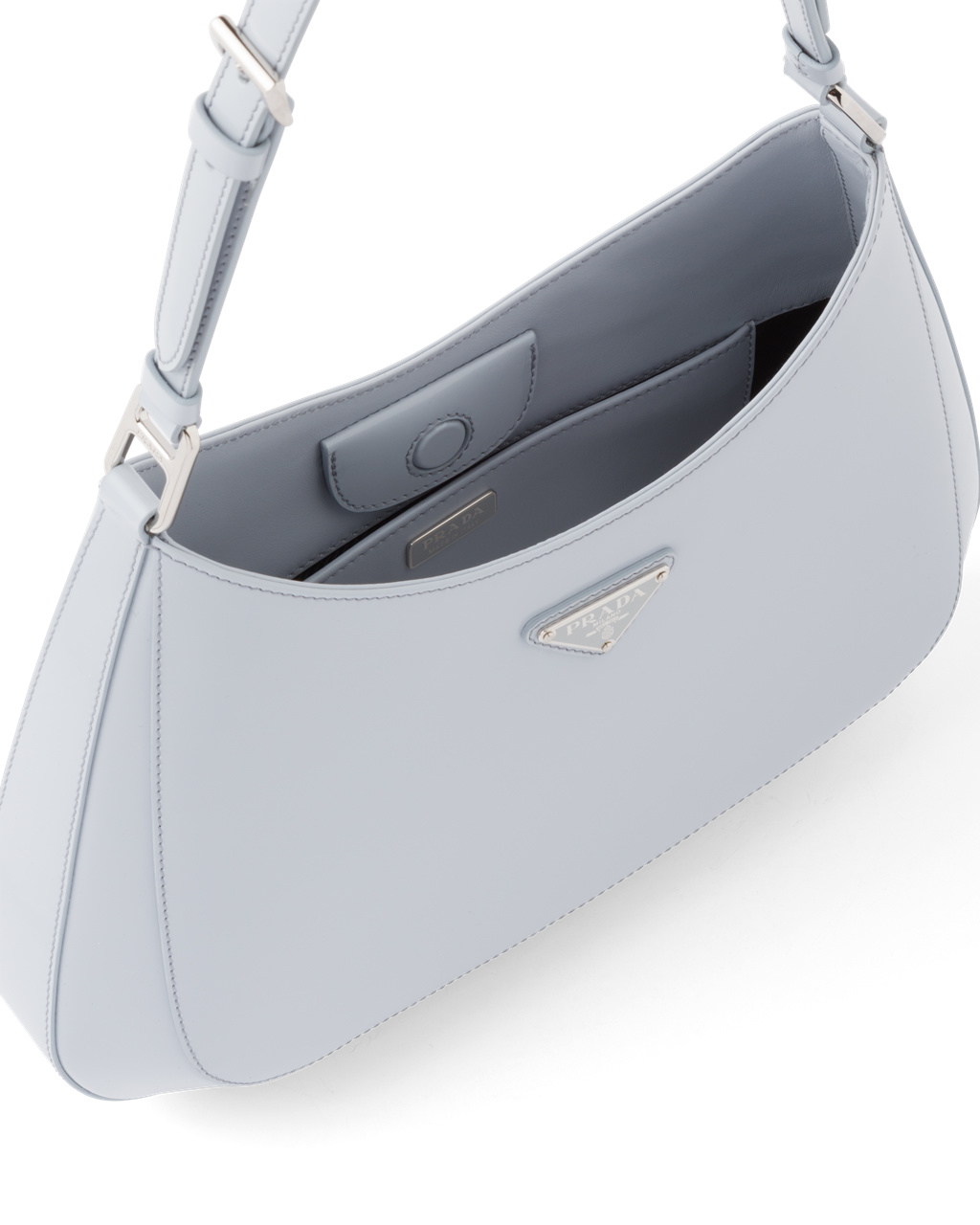 Prada Prada Cleo Brushed Lær Shoulder Bag Blå | 013-GQHZCV