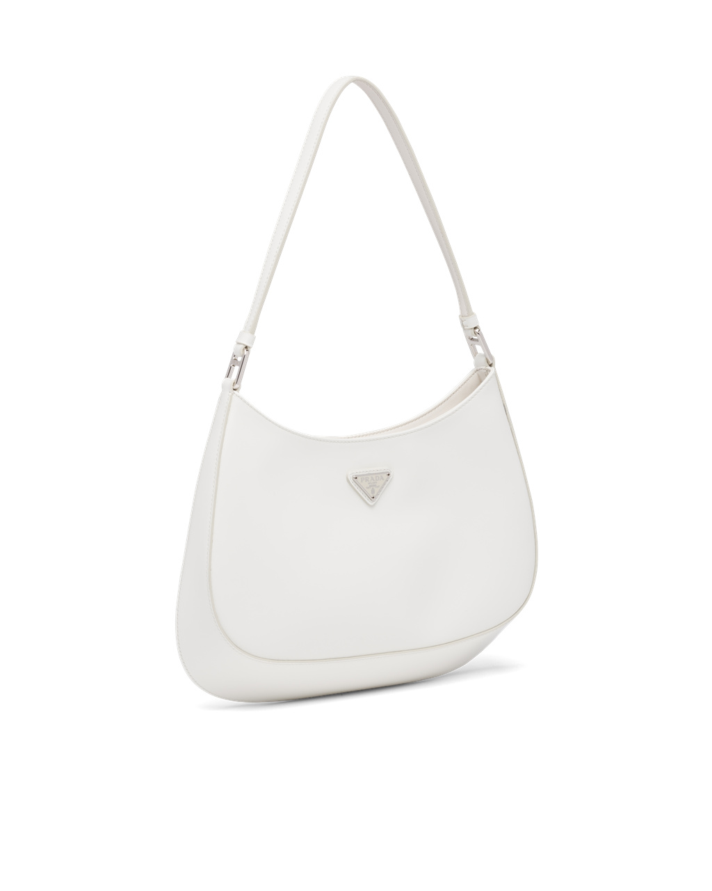 Prada Prada Cleo Brushed Lær Shoulder Bag Hvite | 267-VKIBWF