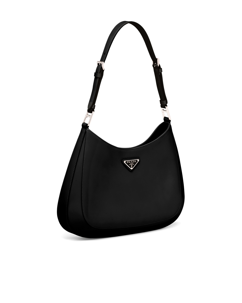 Prada Prada Cleo Brushed Lær Shoulder Bag Svarte | 568-EYMDGR