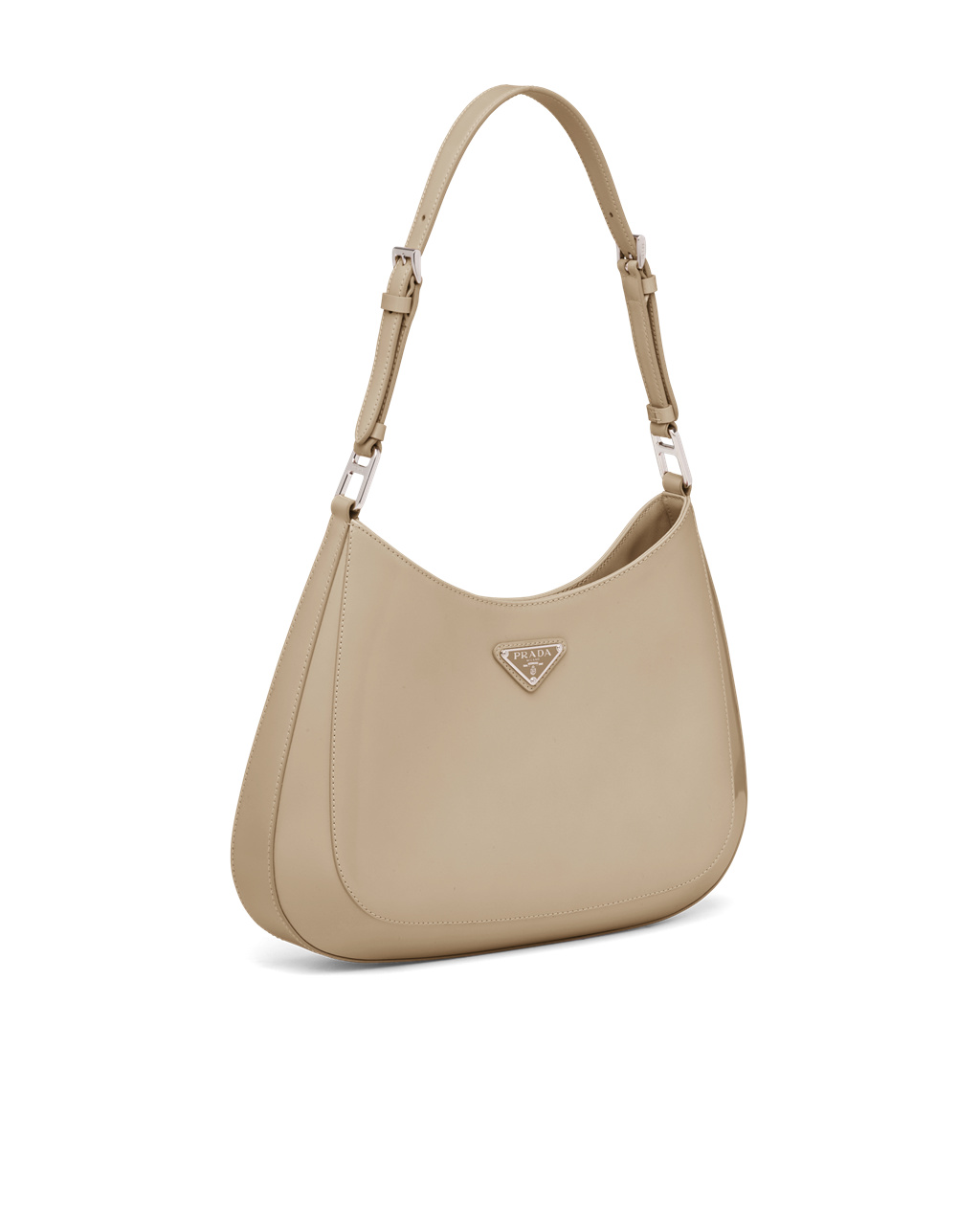 Prada Prada Cleo Brushed Lær Shoulder Bag Beige | 729-VUMBAH