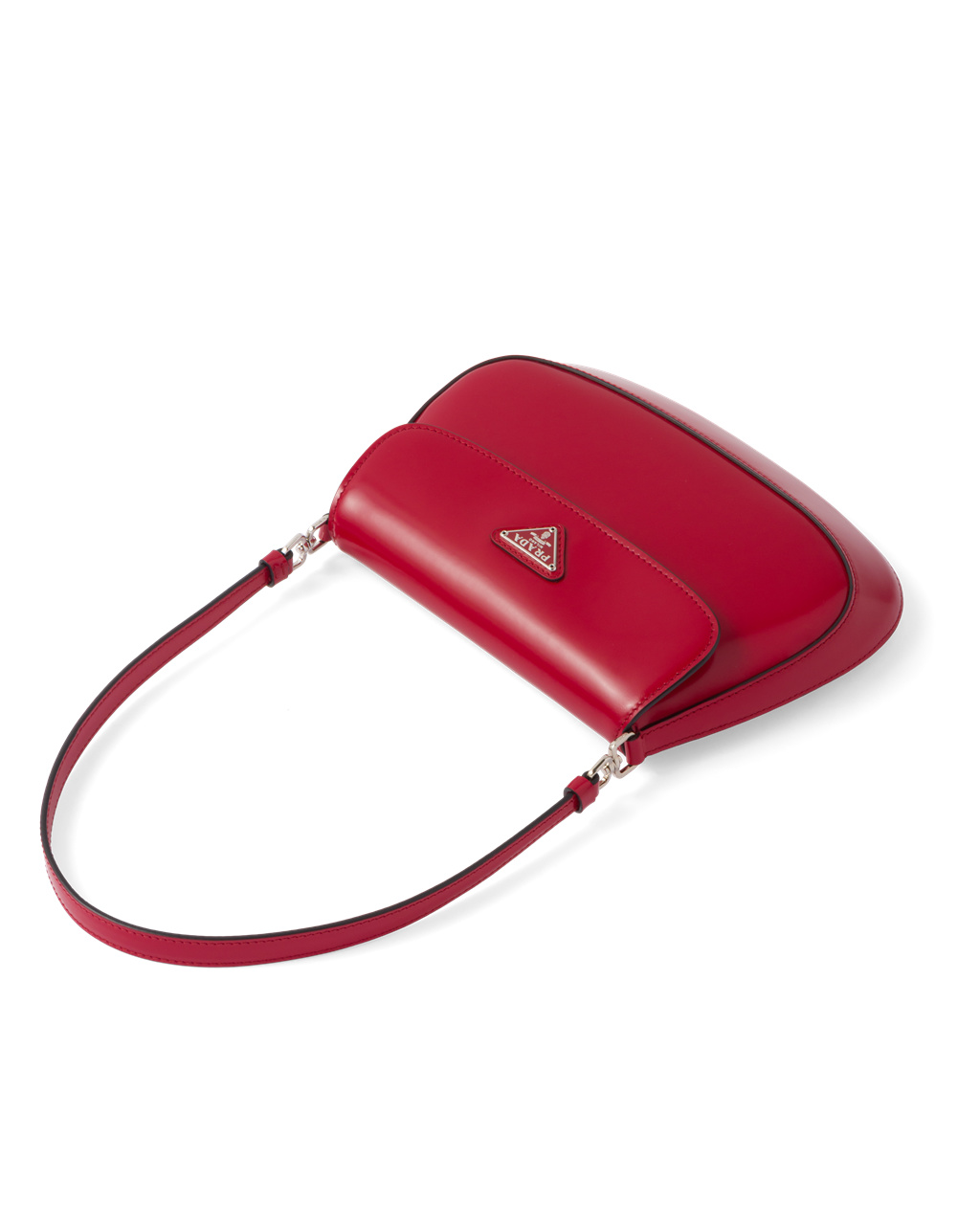 Prada Prada Cleo Brushed Lær Shoulder Bag With Flap Scarlet | 821-DJYSNF