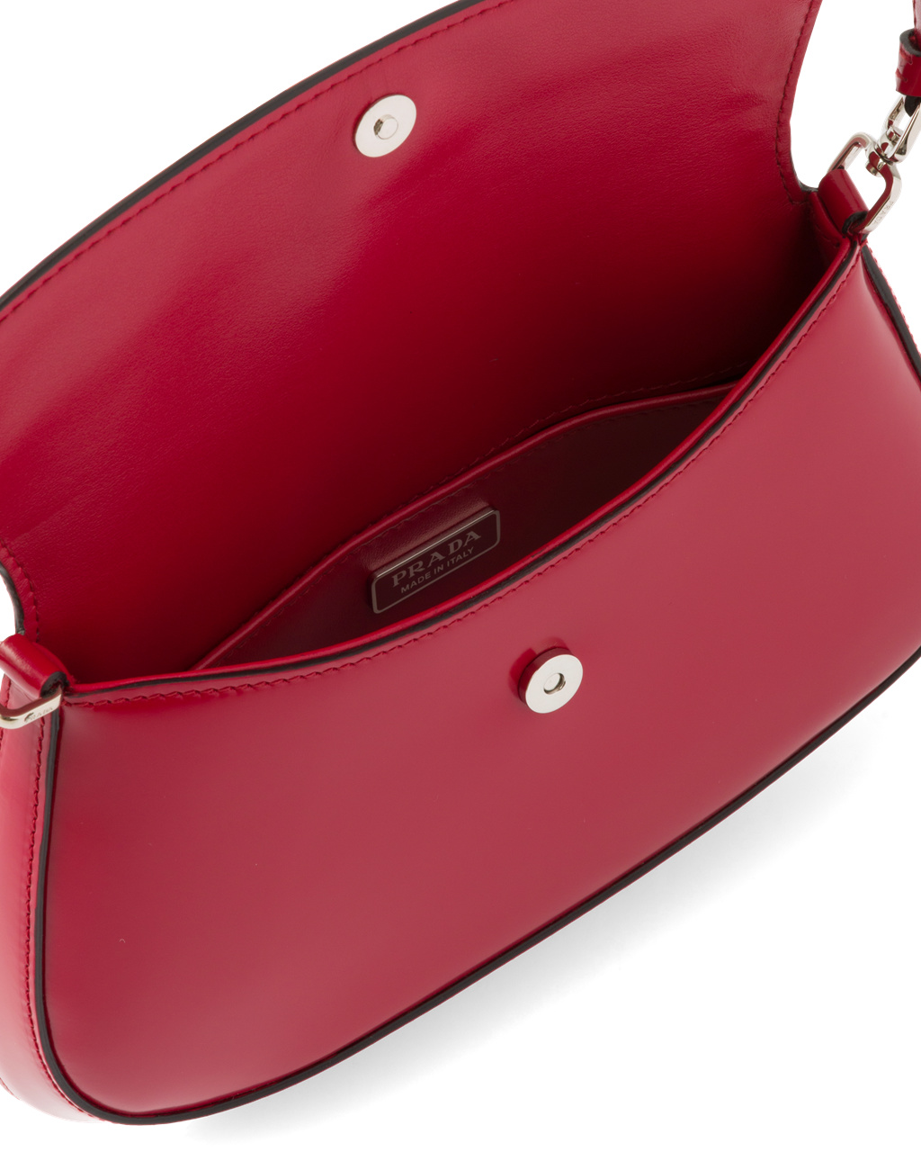 Prada Prada Cleo Brushed Lær Shoulder Bag With Flap Scarlet | 821-DJYSNF