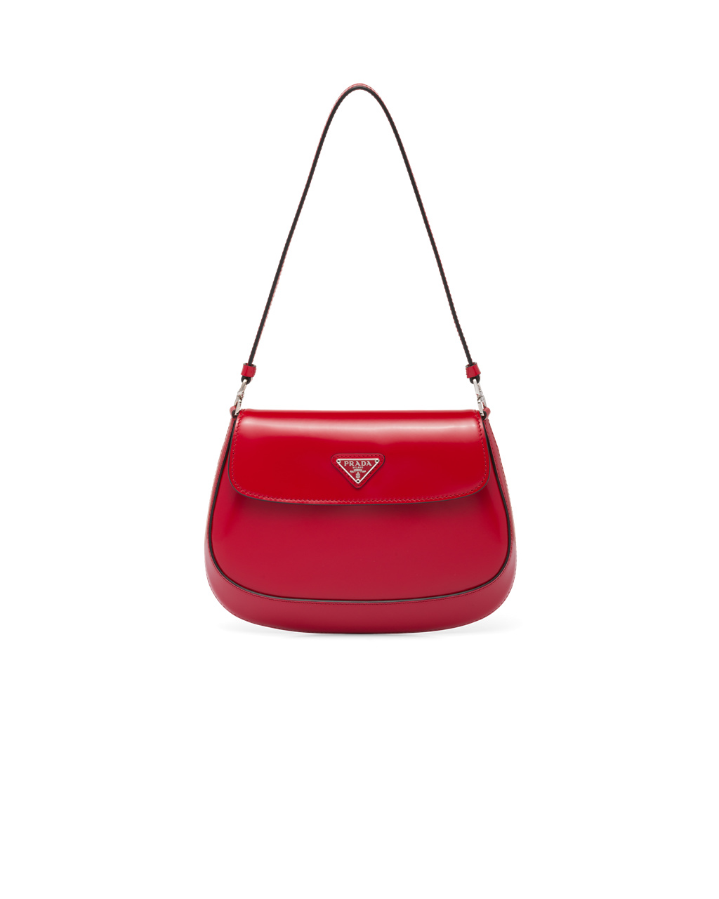 Prada Prada Cleo Brushed Lær Shoulder Bag With Flap Scarlet | 821-DJYSNF