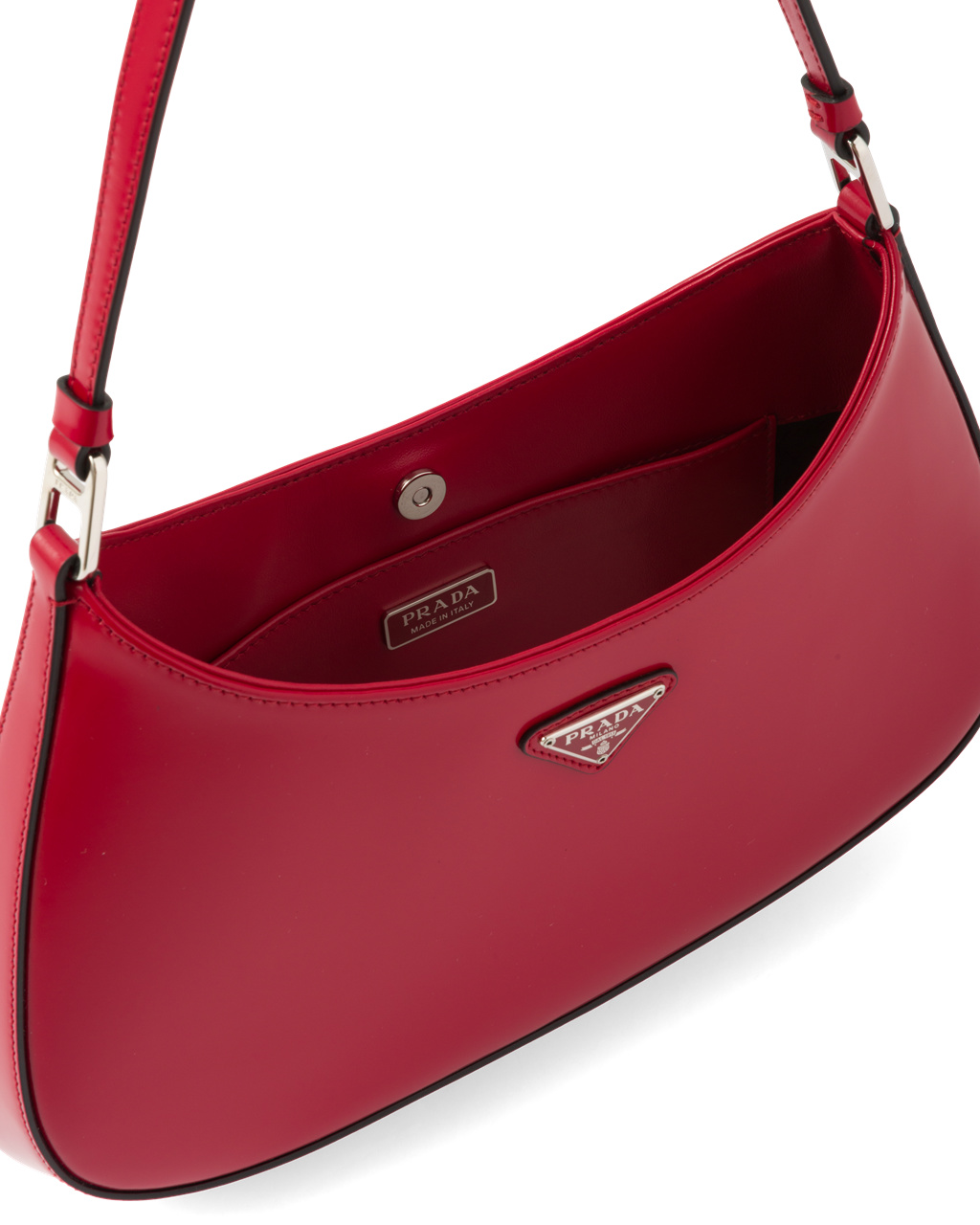 Prada Prada Cleo Brushed Lær Shoulder Bag Scarlet | 827-JQWPKA