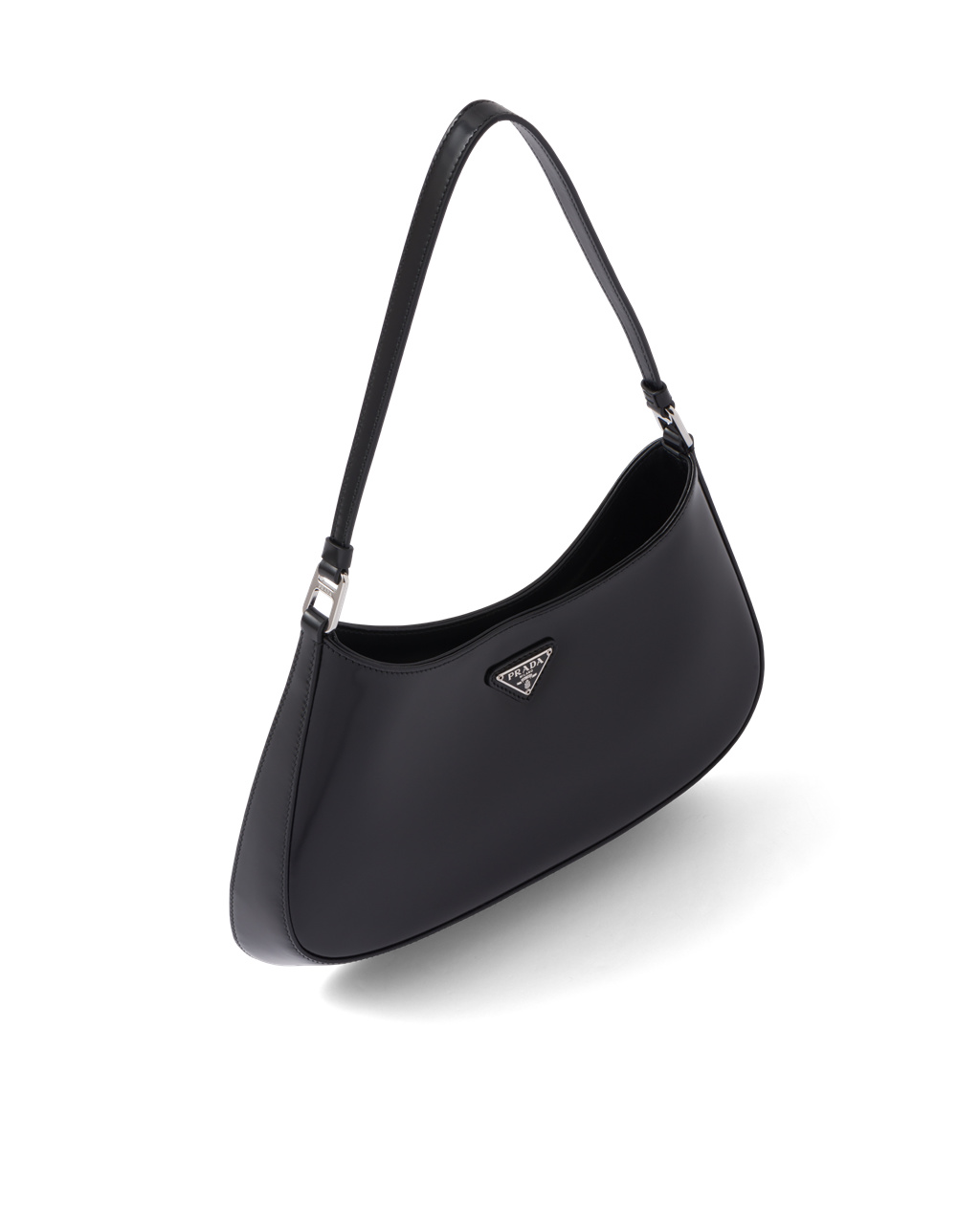 Prada Prada Cleo Brushed Lær Shoulder Bag Svarte | 948-ICOPZY