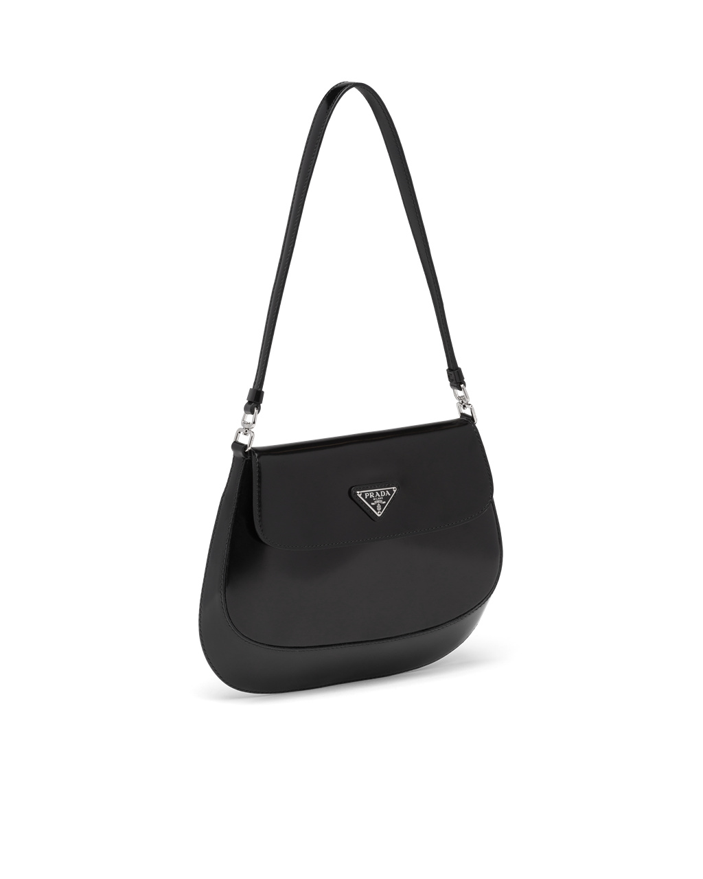 Prada Prada Cleo Brushed Lær Shoulder Bag With Flap Svarte | 984-SLXUTB