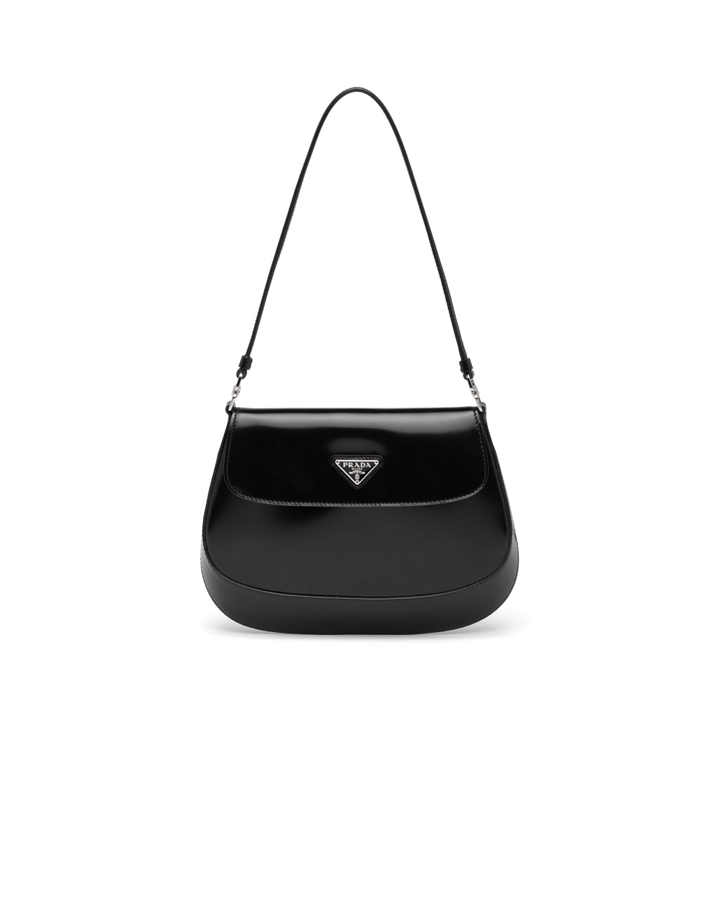 Prada Prada Cleo Brushed Lær Shoulder Bag With Flap Svarte | 984-SLXUTB