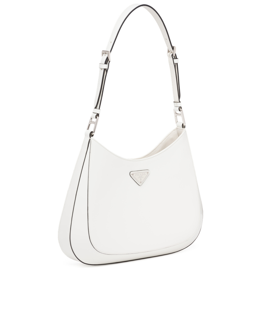 Prada Prada Cleo Brushed Lær Shoulder Bag Hvite | 986-PZMSHA