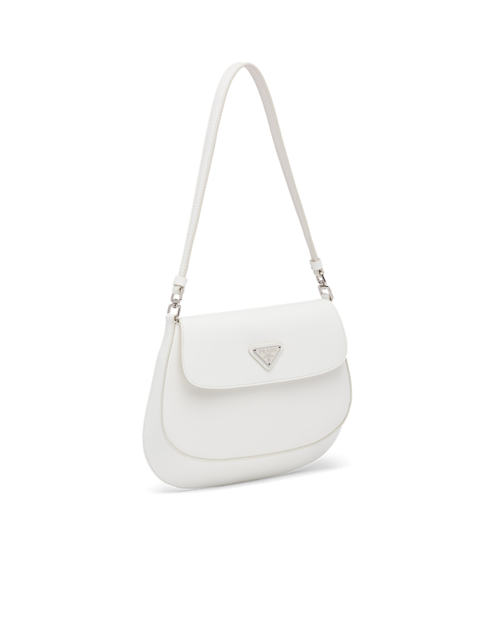 Prada Prada Cleo Brushed Lær Shoulder Bag With Flap Hvite | TZWABO325