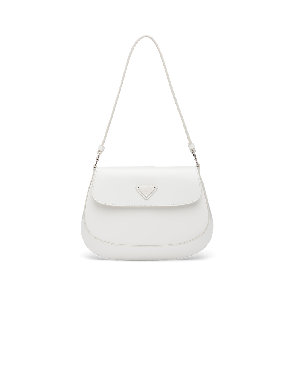 Prada Prada Cleo Brushed Lær Shoulder Bag With Flap Hvite | TZWABO325