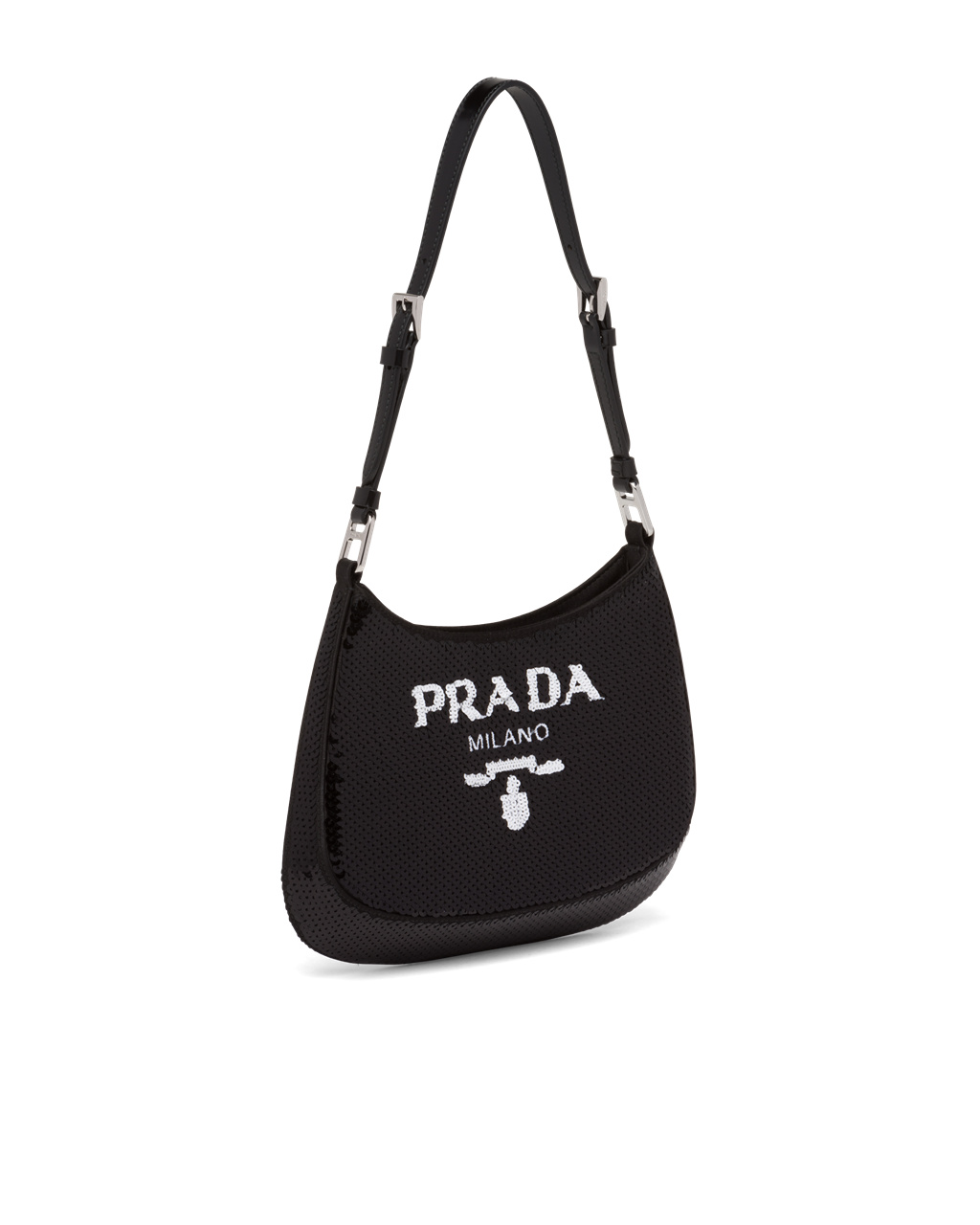 Prada Prada Cleo Sequined Bag Svarte Hvite | 148-SVUFCE