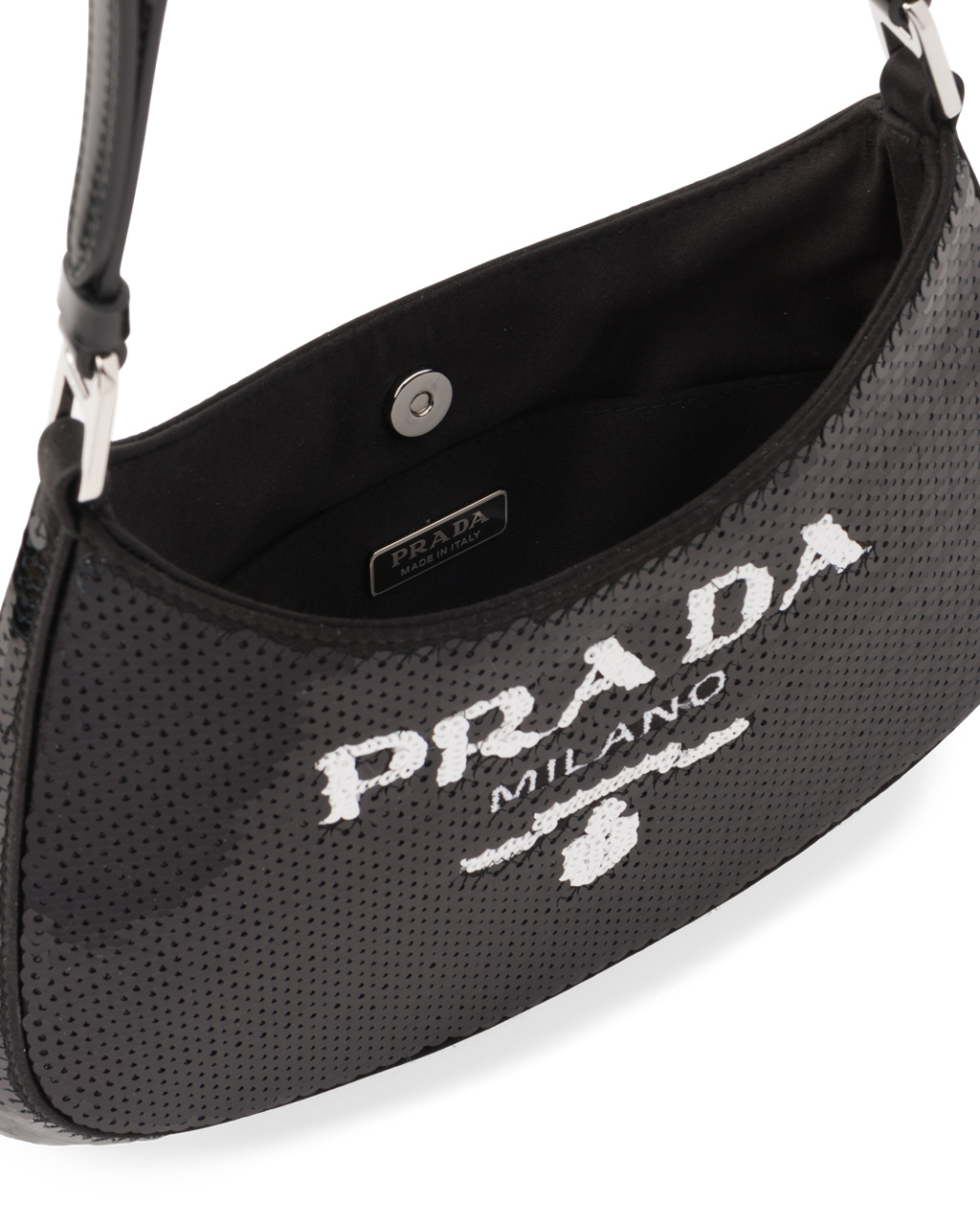 Prada Prada Cleo Sequined Bag Svarte Hvite | 148-SVUFCE