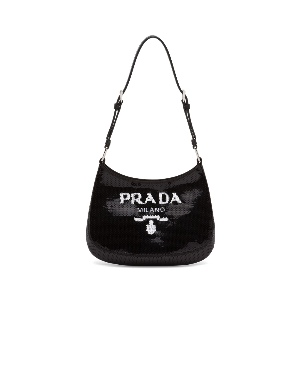 Prada Prada Cleo Sequined Bag Svarte Hvite | 148-SVUFCE