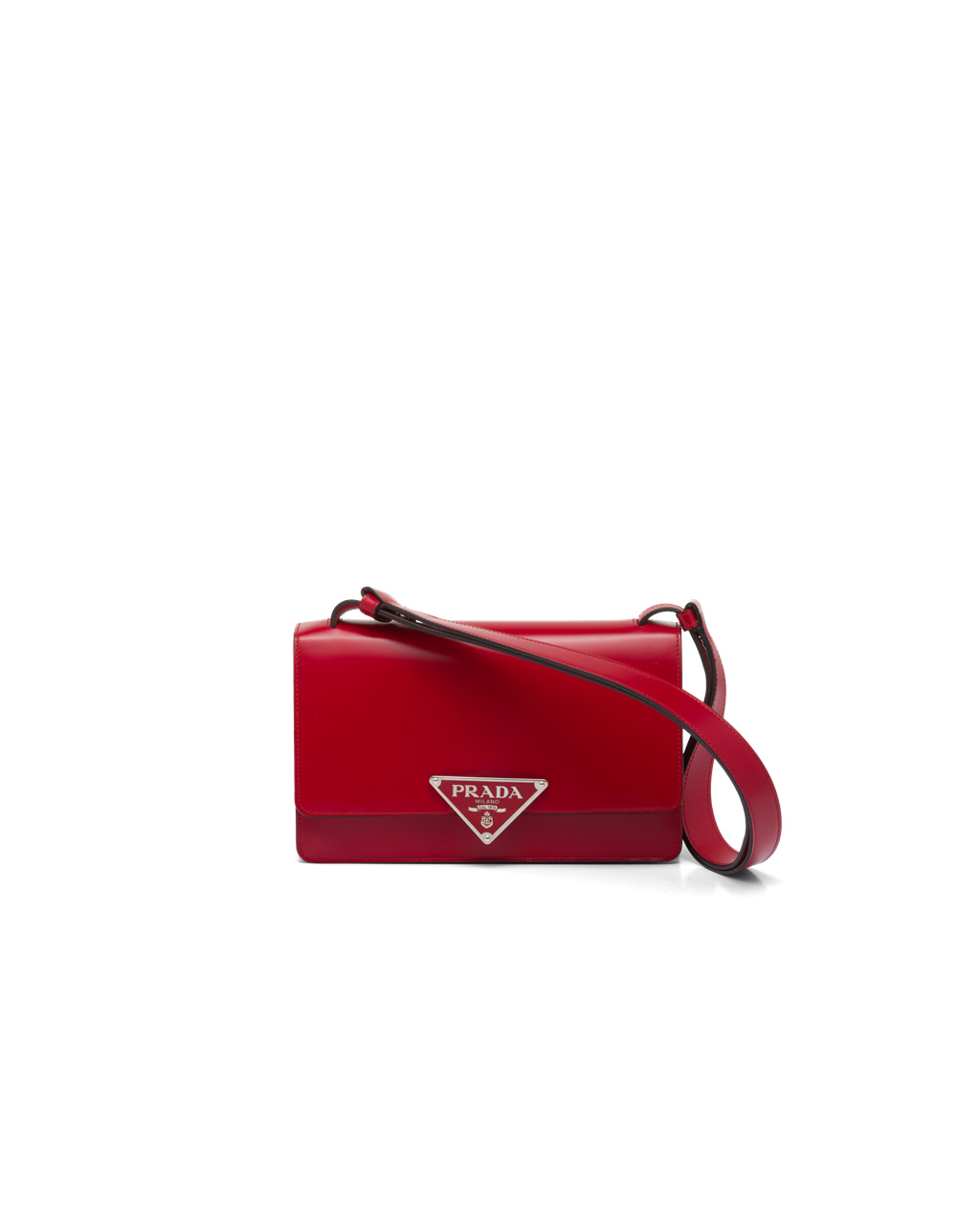 Prada Prada Emblème Brushed-leather Bag Scarlet | 120-LIJEGM