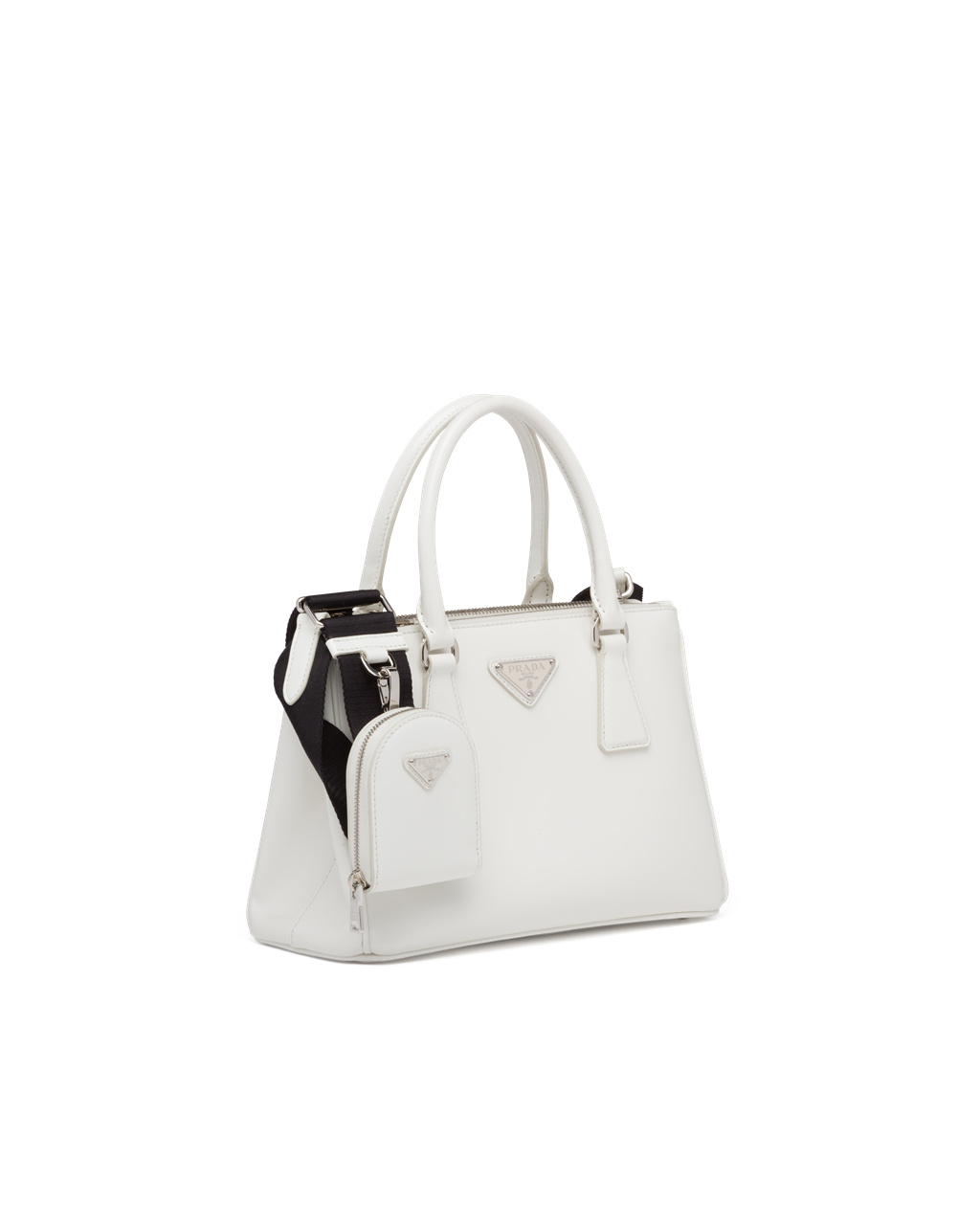 Prada Prada Galleria Brushed Lær Small Bag Hvite | GAZJOB620