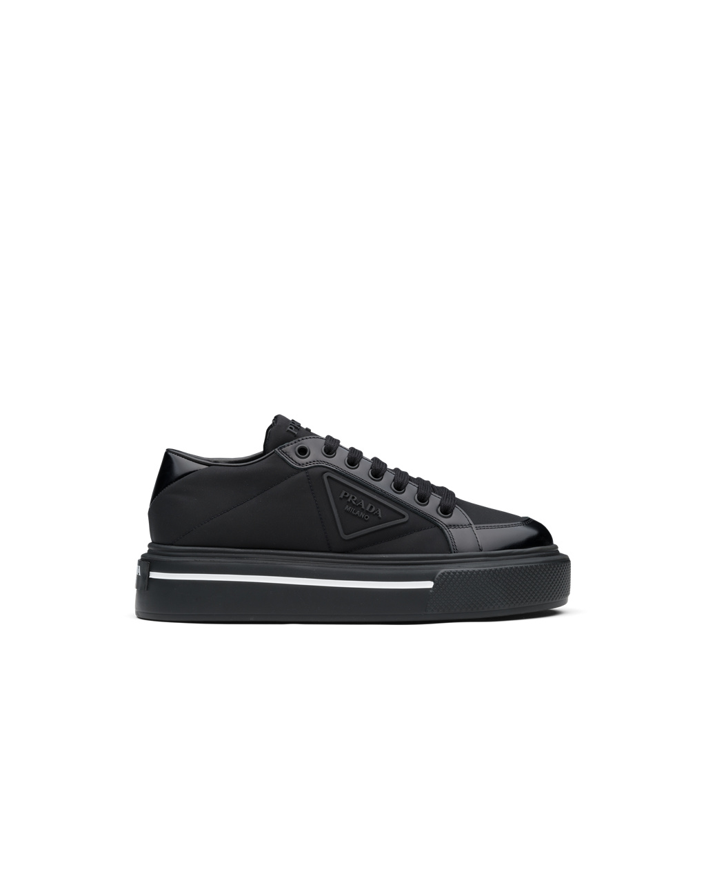 Prada Prada Macro Re-nylon And Brushed Lær Sneakers Svarte | AEONRG753