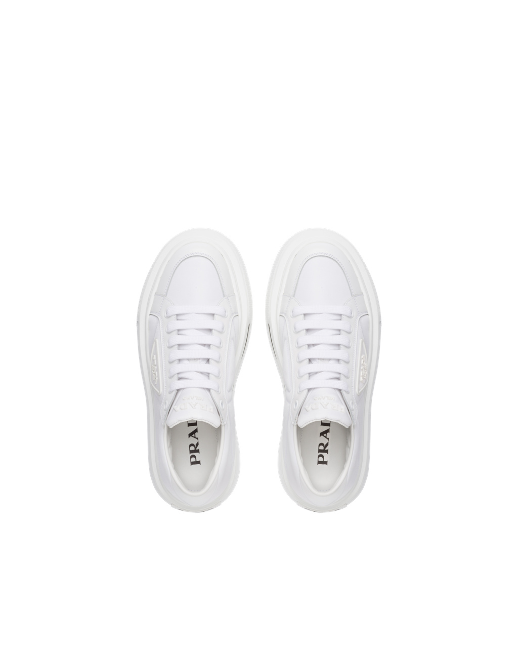 Prada Prada Macro Re-nylon And Brushed Lær Sneakers Hvite | WOPCKL567