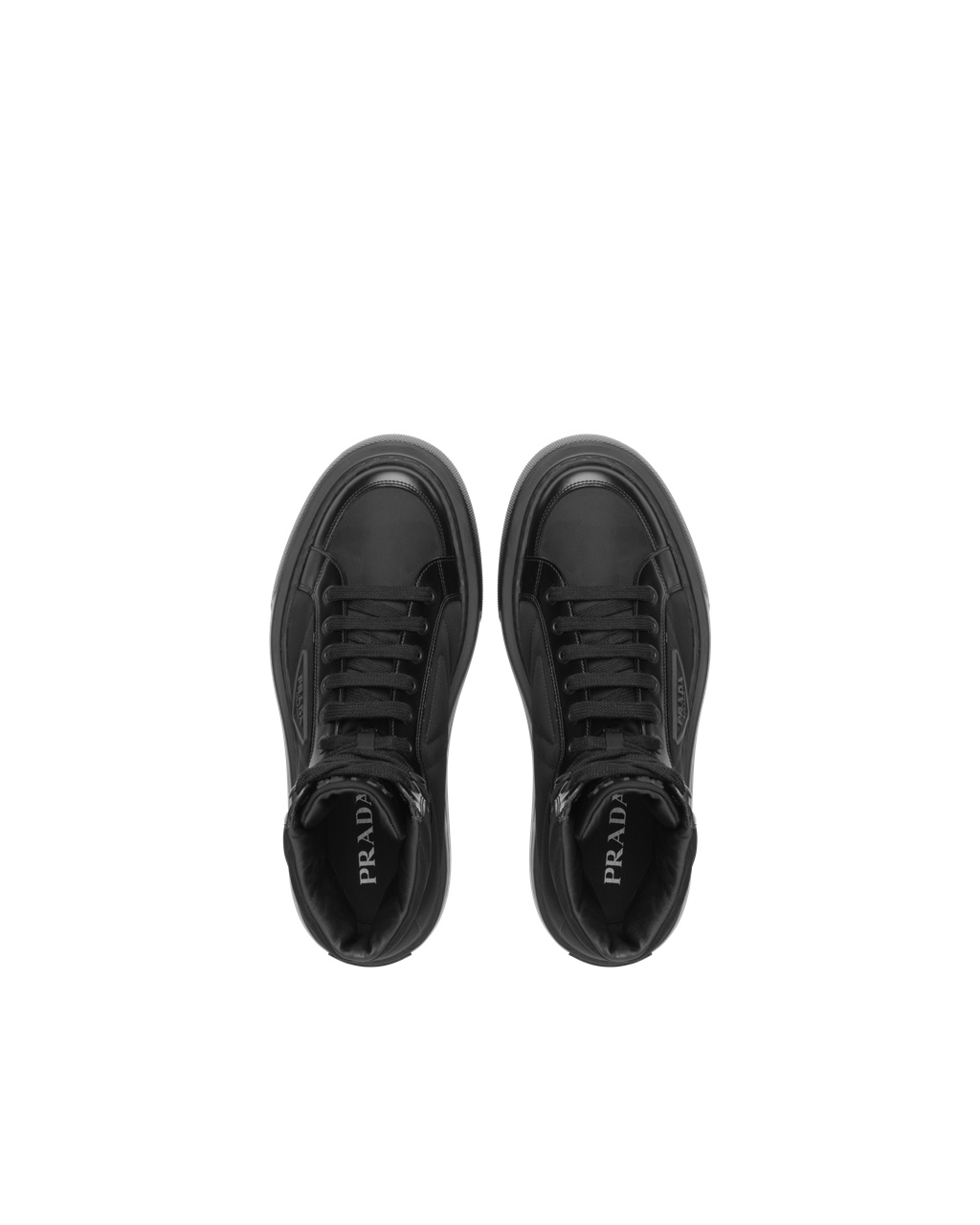 Prada Prada Macro Re-nylon And Brushed Lær High-top Sneakers Svarte | XVCOTS157