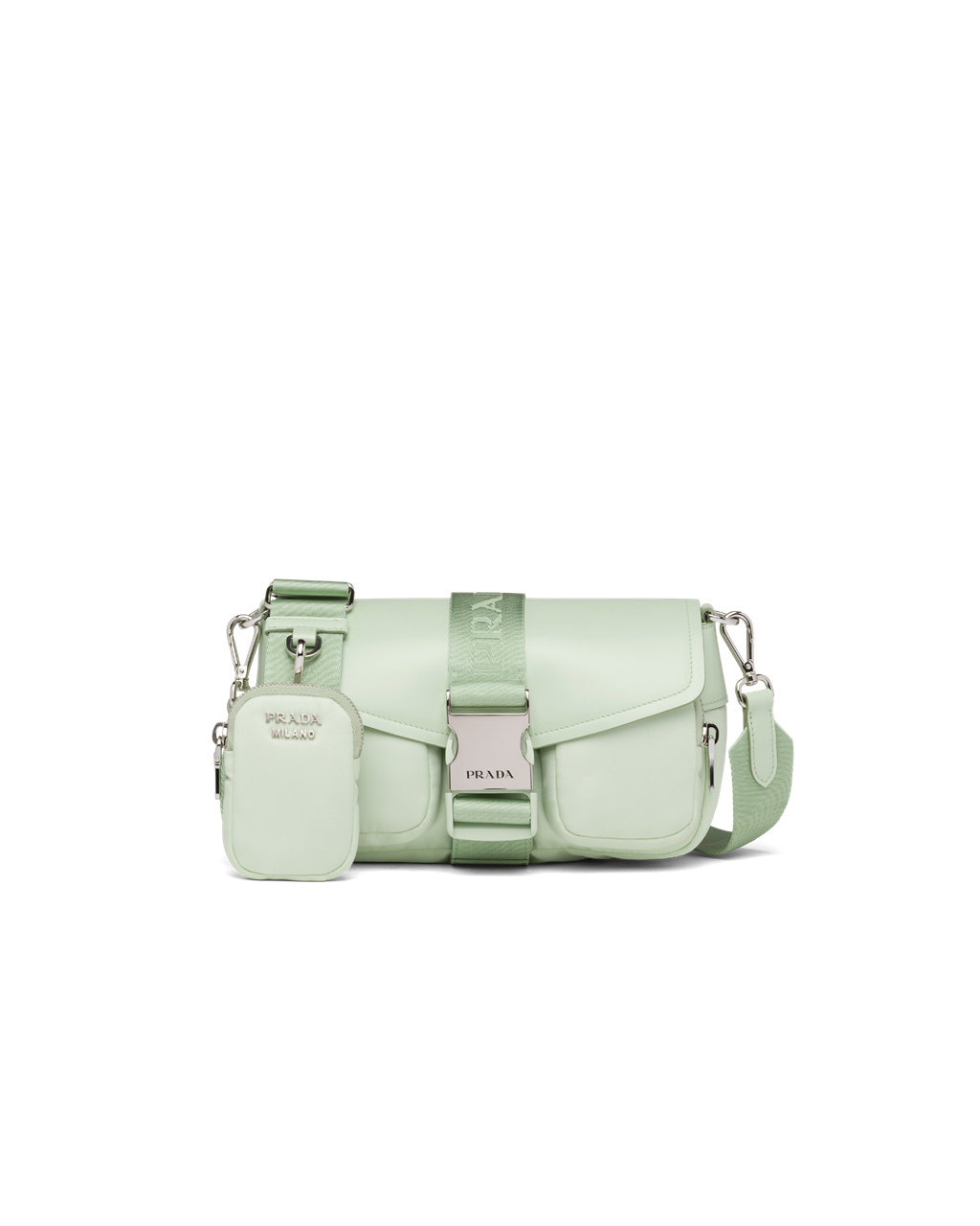 Prada Prada Pocket Nylon And Brushed Lær Bag Aqua | 407-DPIJLG