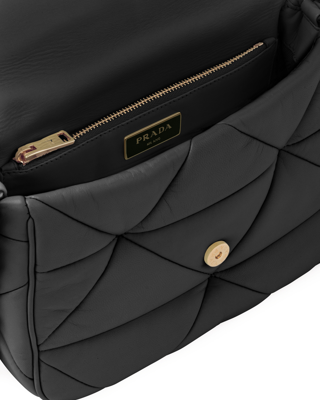 Prada Prada System Nappa Lær Patchwork Bag Svarte | 139-DMRQGN