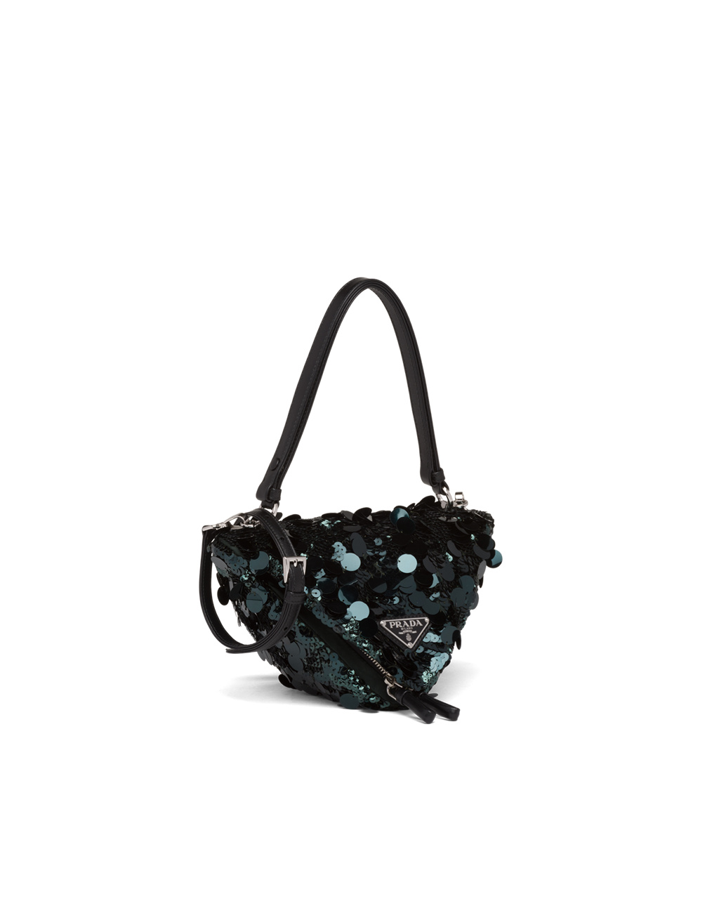 Prada Prada Triangle Sequin And Lær Handbag Grønn | WHKOSX391