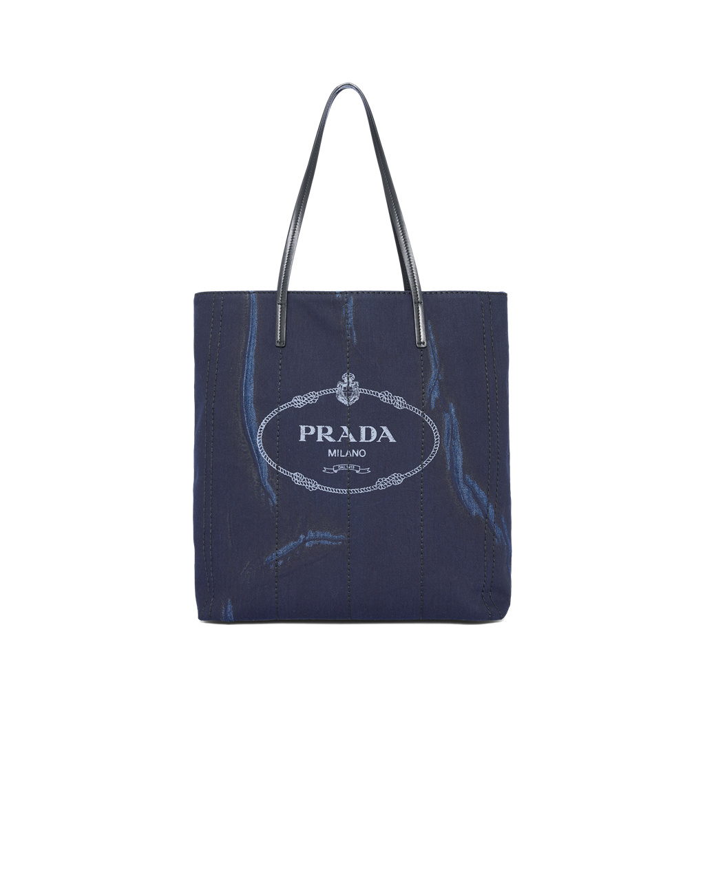 Prada Printed Denim Tote Blå Svarte | ZRCEPQ567