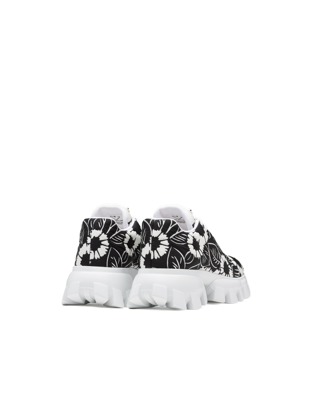 Prada Printed Nylon Sneakers Svarte Hvite | TBIXSG902