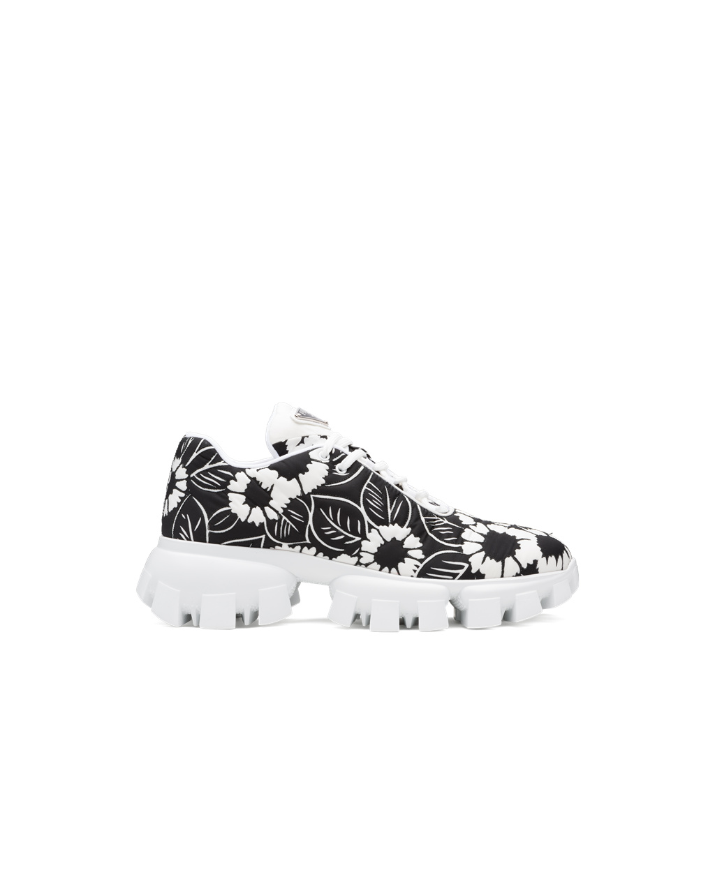 Prada Printed Nylon Sneakers Svarte Hvite | TBIXSG902