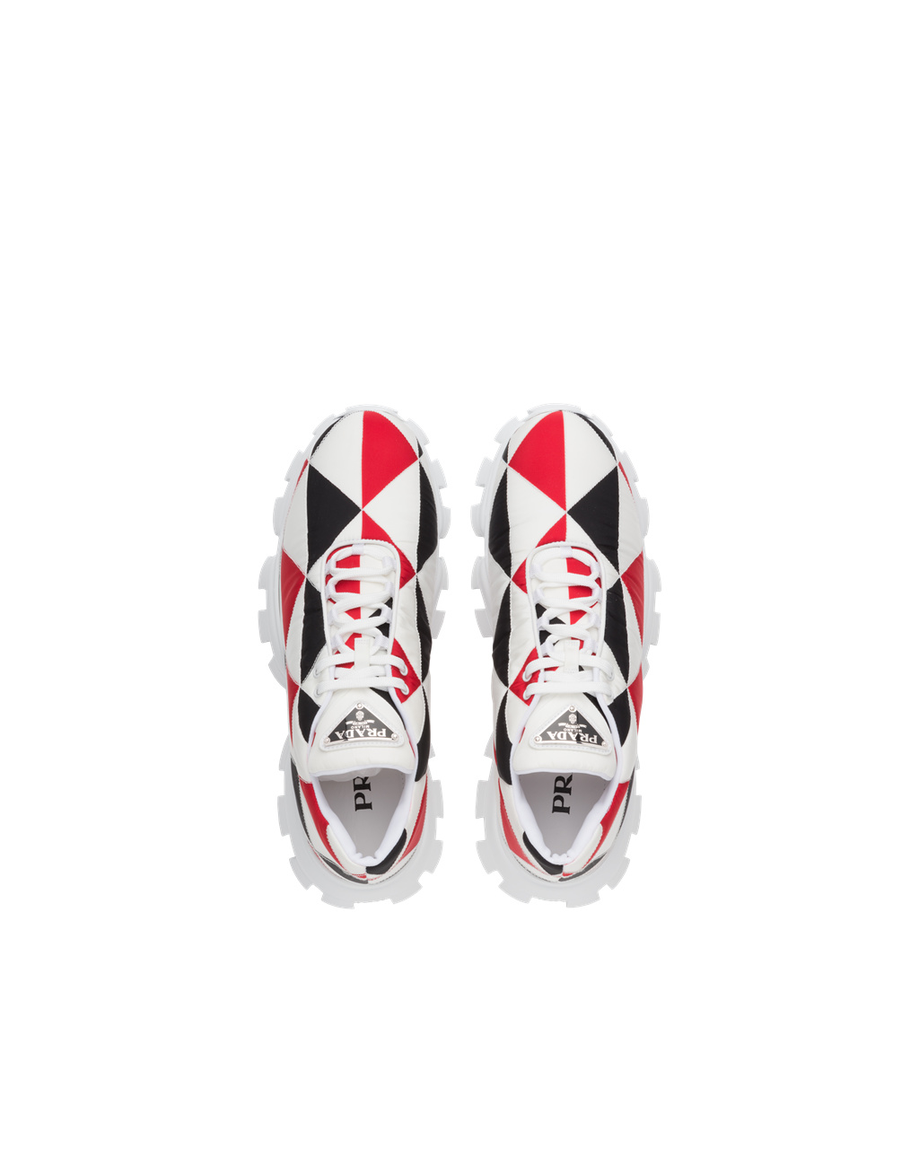 Prada Printed Nylon Sneakers Svarte Rød Hvite | HFUKXN103