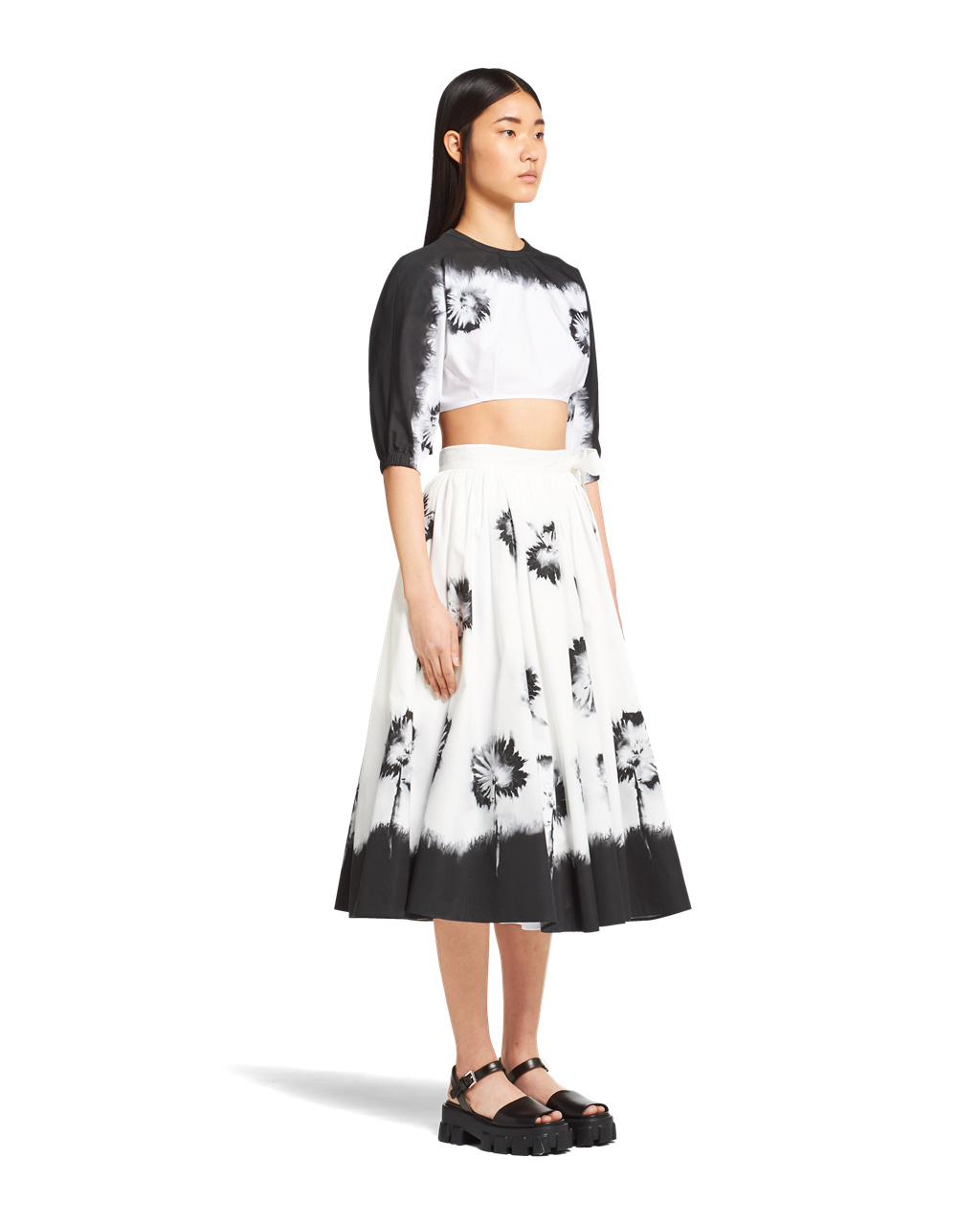 Prada Printed Poplin Skirt Hvite Svarte | VMJALU184