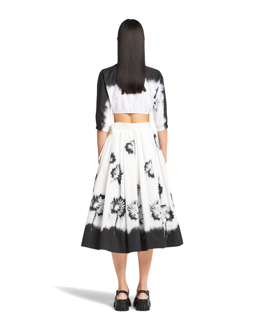 Prada Printed Poplin Skirt Hvite Svarte | VMJALU184