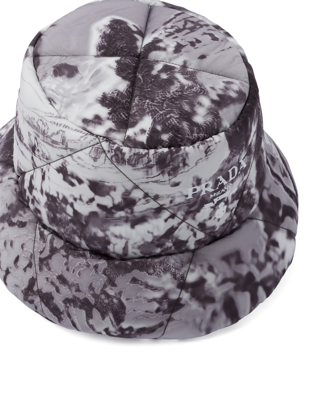 Prada Printed Re-nylon Bucket Hat Cloudy Gray | 492-UJISLF