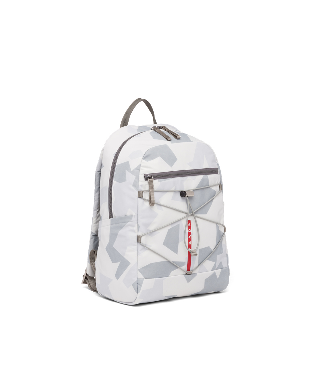 Prada Printed Technical Fabric Backpack Marble Gray | 761-EFXLIY