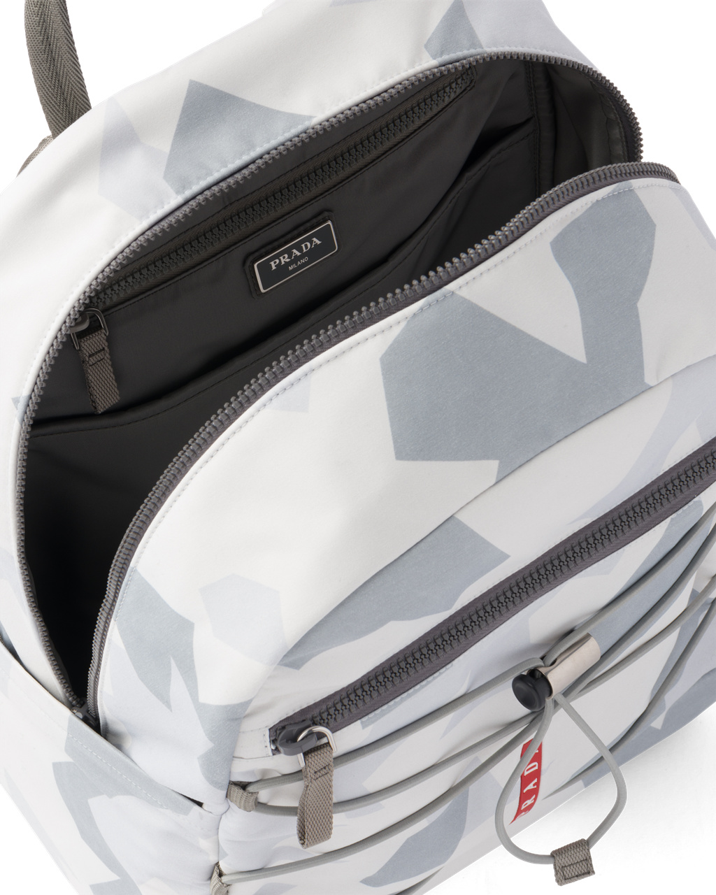 Prada Printed Technical Fabric Backpack Marble Gray | 761-EFXLIY