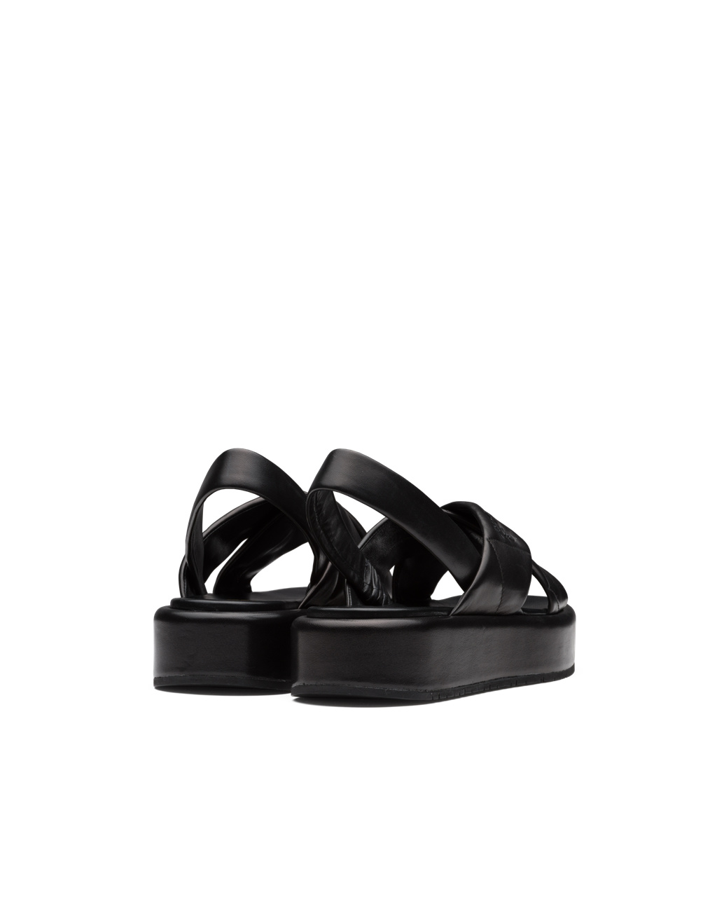 Prada Quilted Nappa Lær Flatform Sandals Svarte | 478-BDVFEA