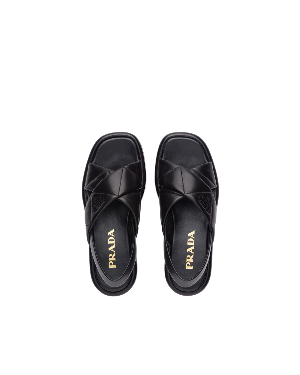 Prada Quilted Nappa Lær Flatform Sandals Svarte | 478-BDVFEA